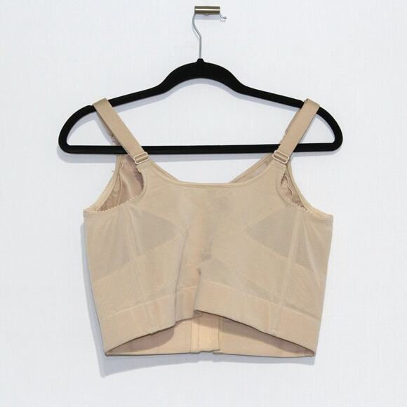 Elila Jacquard Front Hook Posture Longline Softcup Bra Corset 40C in Sand NWT - Picture 3 of 4